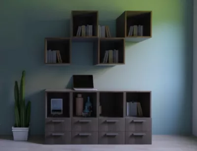 Ensemble de meubles de rangement semi ouvert avec tiroirs effet chêne grisé GoodHome Atomia P.37 cm