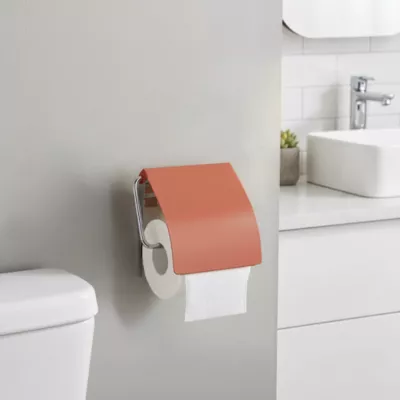 Dérouleur papier toilette terracotta en acier l.13,5 x H.12 x P.1,5 cm, GoodHome Koros