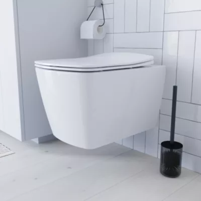 Cuvette WC suspendue en céramique, l.36 x H.35,5 x P.50 cm, blanc, GoodHome Levanna