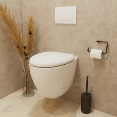 Cuvette WC suspendu en céramique, l.37,5 x H.36,5 x P.50 cm, blanc, effet Vortex, GoodHome Kentia