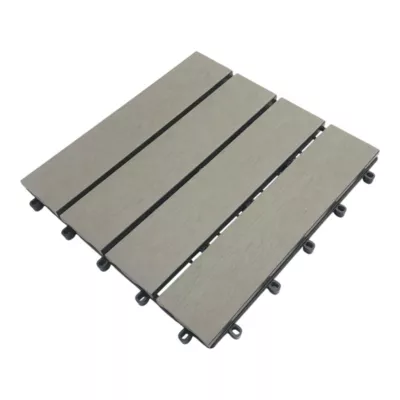 Dalle de terrasse en composite Floro Klikstrom gris L.30 x l.30 cm vendue par 4 pièces