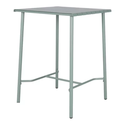 Table haute Lithari GoodHome acier mat vert laurier L.76.6 x l.76 x H.106cm