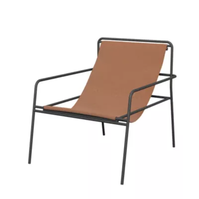 Fauteuil de jardin structure acier noir et assise polytextilène effet cuir GoodHome Petalii