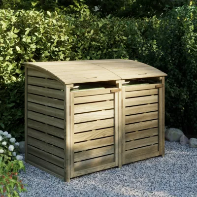 Range poubelles bois traité autoclave, l.150 x H.120 x P.90 cm, Klikstrom Losino