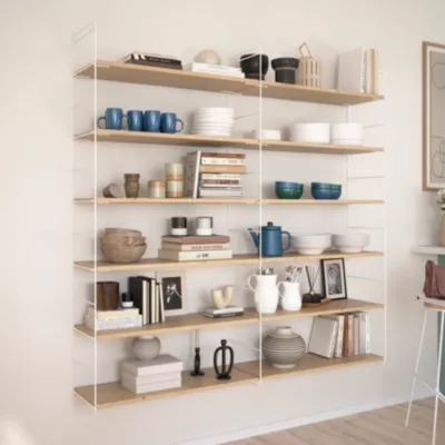 Étagère murale modulable 12 tablettes et 3 échelles pin massif GoodHome Rigga H. 171,2 x L. 160 x P. 29 cm