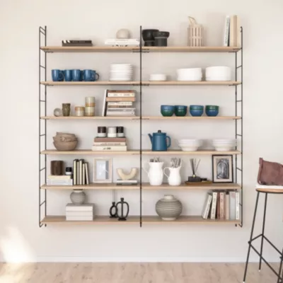 Étagère murale modulable 12 tablettes et 3 échelles effet chêne GoodHome Rigga H. 171,2 x L. 160 x P. 29 cm