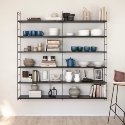 Étagère murale modulable 12 tablettes et 3 échelles noir GoodHome Rigga H. 171,2 x L. 160 x P. 29 cm