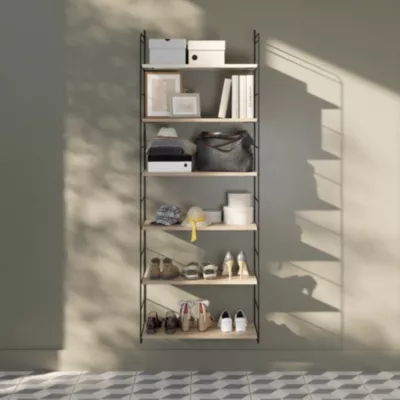 Étagère murale modulable 6 tablettes et 2 échelles effet chêne GoodHome Rigga H. 171,2 x L. 60 x P. 29 cm
