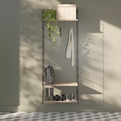 Étagère murale modulable 3 tablettes et 2 échelles effet chêne GoodHome Rigga H. 171,2 x L. 60 x P. 29 cm