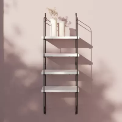 Étagère murale modulable 4 tablettes et 2 échelles blanc GoodHome Rigga H. 87 x L. 30 x P. 19 cm