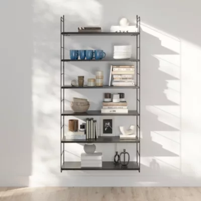Étagère murale modulable 6 tablettes et 2 échelles noir GoodHome Rigga H. 171,2 x L. 80 x P. 29 cm