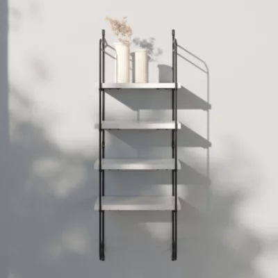 Étagère murale modulable 4 tablettes et 2 échelles effet argenté GoodHome Rigga H. 87 x L. 30 x P. 19 cm