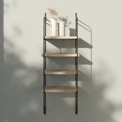 Étagère murale modulable 4 tablettes et 2 échelles effet chêne GoodHome Rigga H. 87 x L. 30 x P. 19 cm