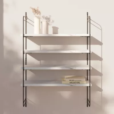 Étagère murale modulable 4 tablettes et 2 échelles effet marbre GoodHome Rigga H. 87 x L. 60 x P. 19 cm