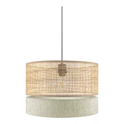 Abat-jour pour suspension Conebill rond tissu et rotin E27 Ø38cm GoodHome