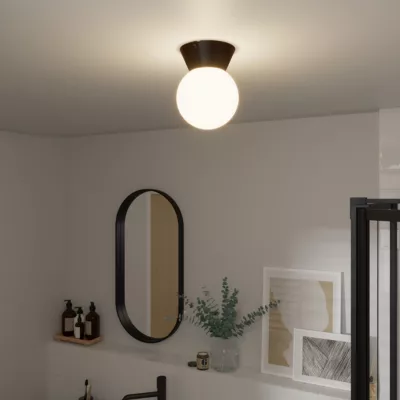 Plafonnier de salle de bain noir E14 10W IP44 GoodHome Hoatzin