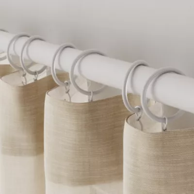 10 anneaux et crochets silencieux pour tringle à rideau en métal blanc Ø28/25 mm, GoodHome Anafi