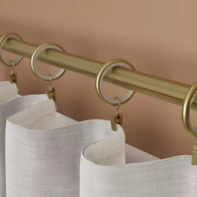10 anneaux silencieux et crochets à clips pour tringle à rideau en métal doré Ø25/28 mm, GoodHome Elasa