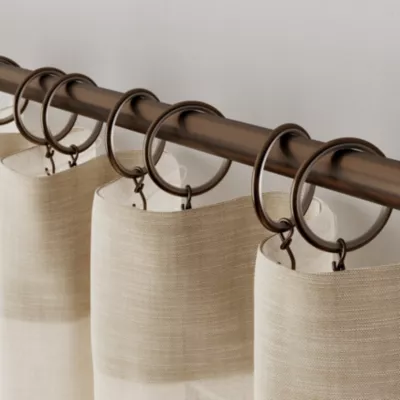 10 anneaux et crochets tringle à rideau silencieux Kozani métal marron Ø16/19mm GoodHome