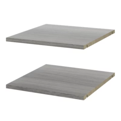 2 tablettes effet chêne grisé pour caisson d'angle Atomia L. 41,2 x P. 43,2 x Ep. 1,8 cm