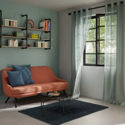 Voilage tamisant à œillets effet tissé Kymbe vert clair L.260 x l.140cm GoodHome