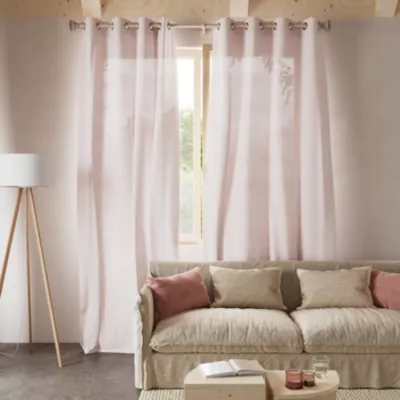 Voilage tamisant à œillets effet tissé Kymbe rose clair L.260 x l.140cm GoodHome
