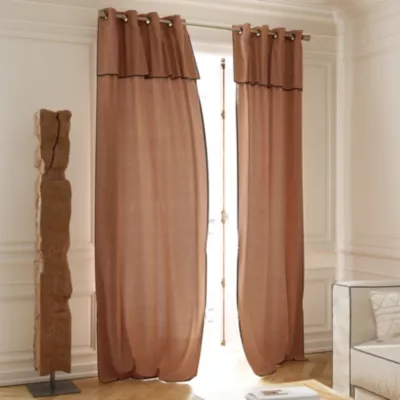Rideau tamisant à oeillets en coton, point de bourdon Mongla terracotta l.140 x H.260cm GoodHome