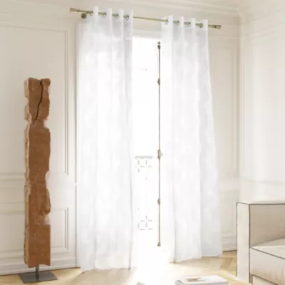 Voilage tamisant à œillets effet jacquard Vapi blanc L.260 x l.140cm GoodHome