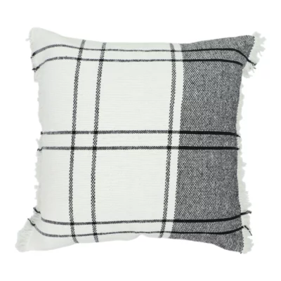 Housse de coussin quadrillage noir et blanc l.45 x L.45cm GoodHome Tenali