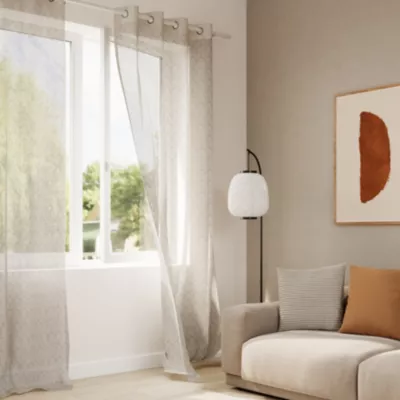 Voilage tamisant à œillets effet jacquard Valsad blanc cassé L.260 x l.140cm GoodHome