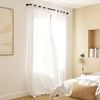 Voilage tamisant à œillets effet lin Tongi blanc L.260 x l.140cm GoodHome