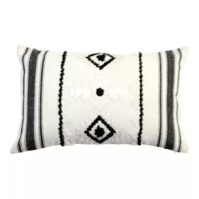 Housse de coussin Sirsa bohème brodé noir et blanc l.30 x L.50cm GoodHome