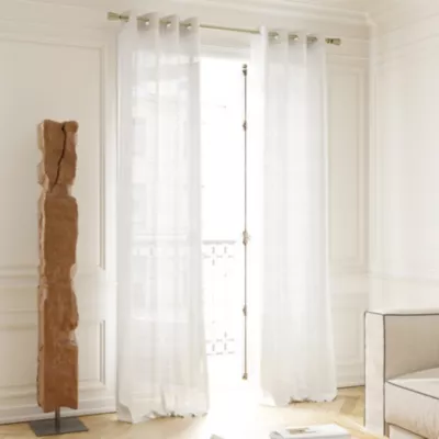 Voilage tamisant à œillets effet tissé rayé Udupi blanc L.260 x l.140cm GoodHome