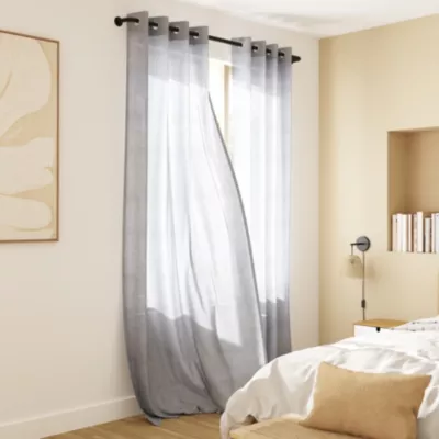 Voilage tamisant à œillets effet lin Tongi gris clair L.260 x l.140cm GoodHome