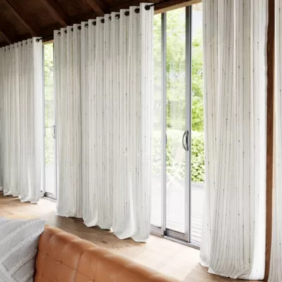 Voilage tamisant à œillets motifs pois Bundi blanc cassé L.260 x l.140cm GoodHome
