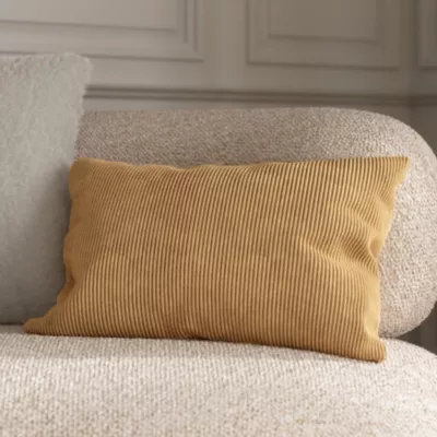 Housse de coussin en velours côtelé Akola marron camel l.30 x L.50cm GoodHome