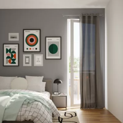 Voilage tamisant à œillets effet maille Loni gris satin L.260 x l.140cm GoodHome