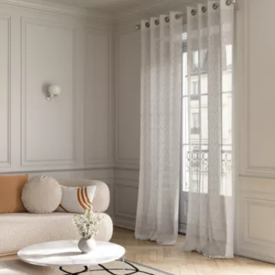 Voilage tamisant à œillets effet jacquard Valsad blanc L.260 x l.140cm GoodHome