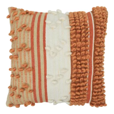 Housse de coussin Tapao brodé blanc crème et terracotta GoodHome