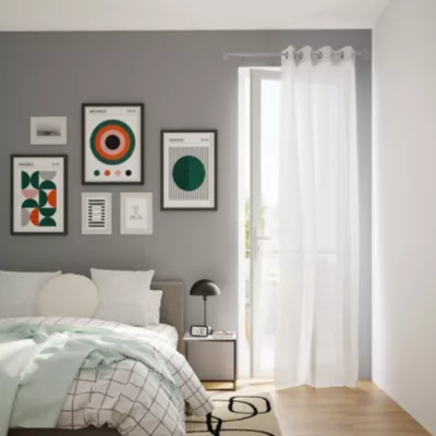 Voilage tamisant à œillets effet maille Loni blanc satin L.260 x l.140cm GoodHome