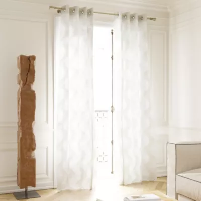 Voilage tamisant à œillets effet jacquard Vapi blanc cassé L.260 x l.140cm GoodHome