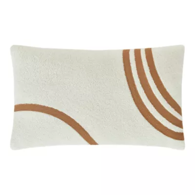 Housse de coussin Noida en bouclette brodée géométrique blanc cassé et terracotta l.30 x L.50cm GoodHome
