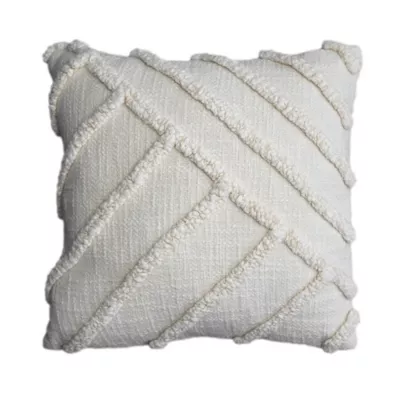 Housse de coussin Saline tufté géométrique blanc cassé l.45 x L.45cm GoodHome