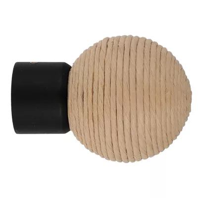 Embout boule striée, corde pour barre à rideau Lamia bois de hêtre beige Ø28mm GoodHome