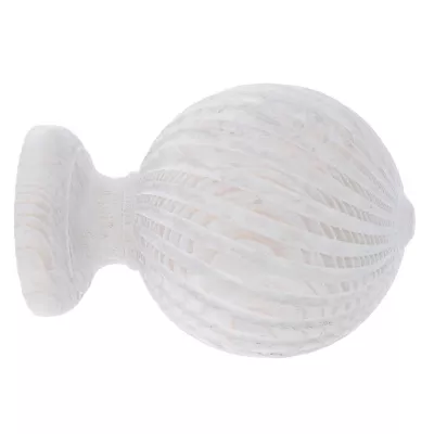 Embout boule striée pour barre à rideau Chalki bois de frêne blanc Ø28mm GoodHome