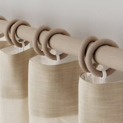 10 anneaux et crochets tringle à rideau Symi frêne beige Ø28mm GoodHome