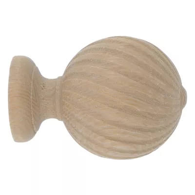 Embout boule striée pour barre à rideau Symi bois de frêne beige Ø28mm GoodHome