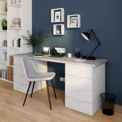 Commode blanche 4 tiroirs GoodHome Atomia H. 75 x L. 50 x P. 58 cm