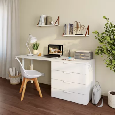 Commode blanche 4 tiroirs GoodHome Atomia H. 75 x L. 75 x P. 58 cm