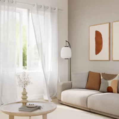 Voilage tamisant à œillets en coton Mayna blanc L.260 x l.140cm GoodHome